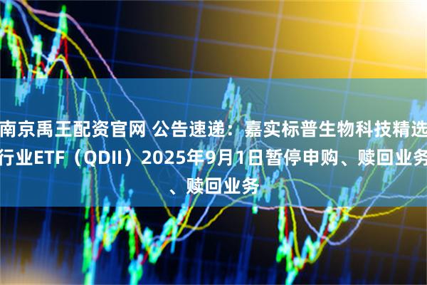 南京禹王配资官网 公告速递：嘉实标普生物科技精选行业ETF（QDII）2025年9月1日暂停申购、赎回业务